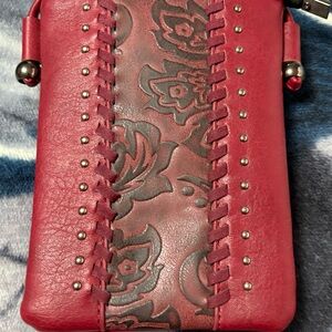 Elegant Red Floral Clutch